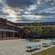 High school courtyard.
